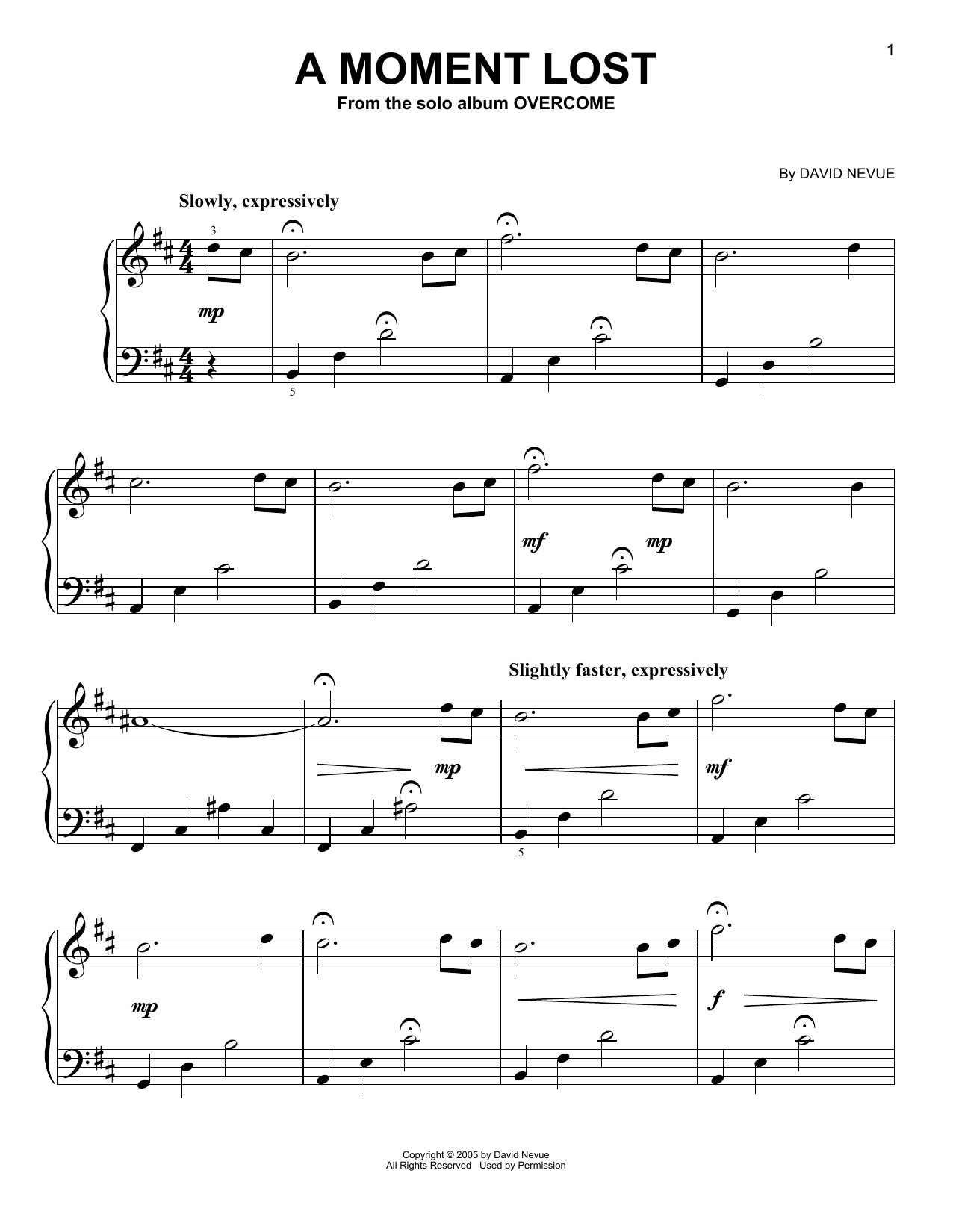Download David Nevue A Moment Lost Sheet Music