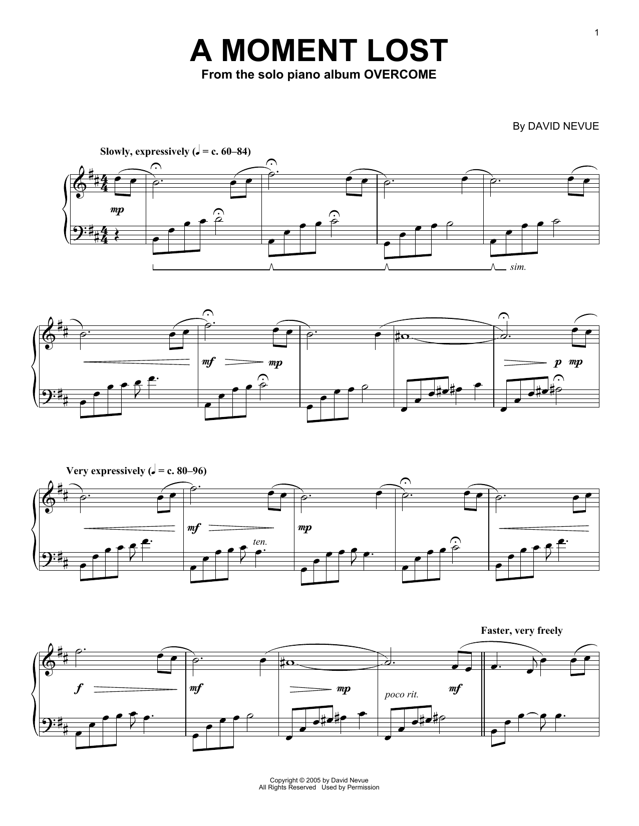 Download David Nevue A Moment Lost Sheet Music