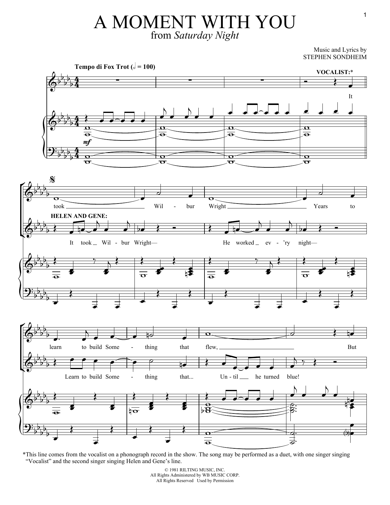 Download Stephen Sondheim A Moment With You Sheet Music