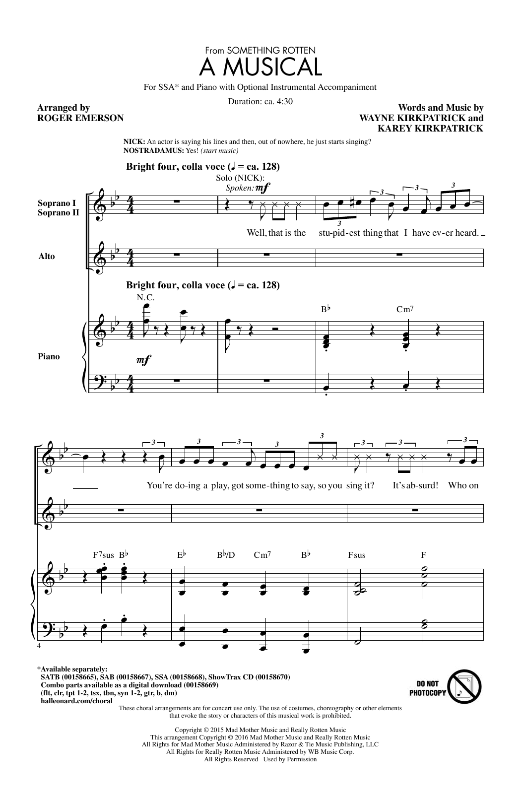Download Roger Emerson A Musical (from Something Rotten) Sheet Music