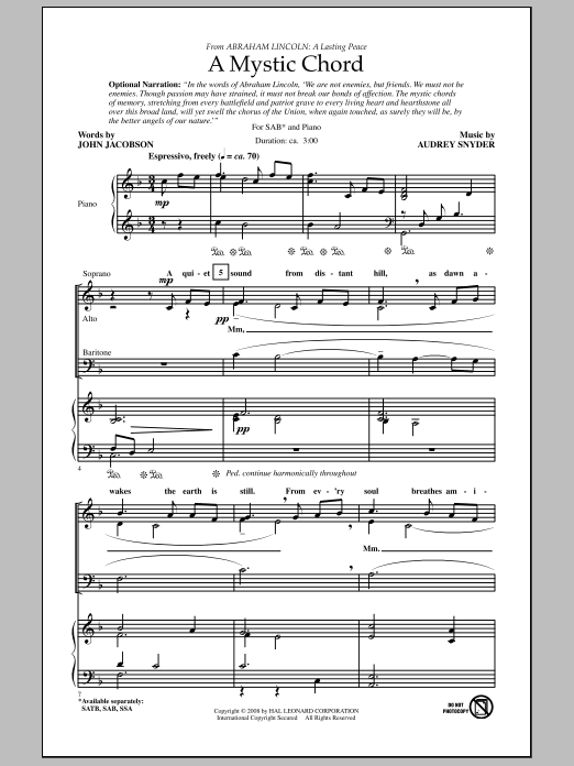 Download Audrey Snyder A Mystic Chord Sheet Music