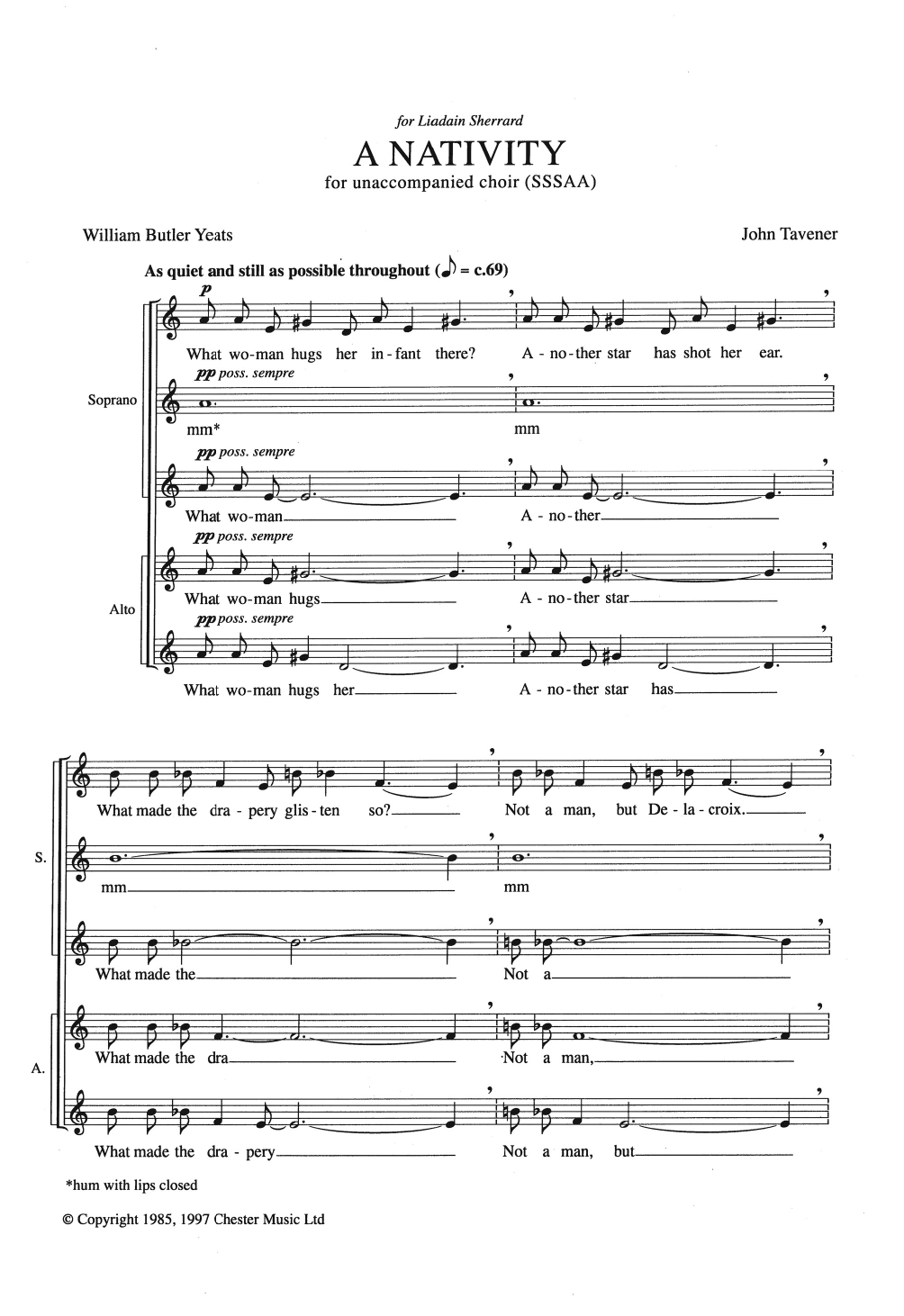 Download John Tavener A Nativity Sheet Music