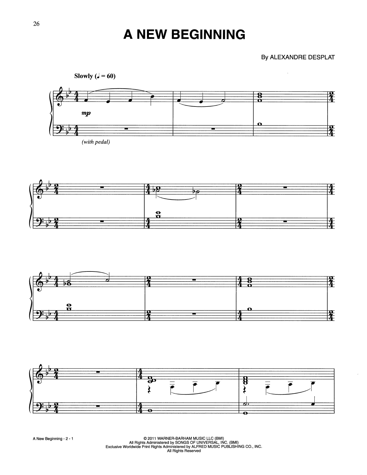 Download Alexandre Desplat A New Beginning (from Harry Potter) Sheet Music