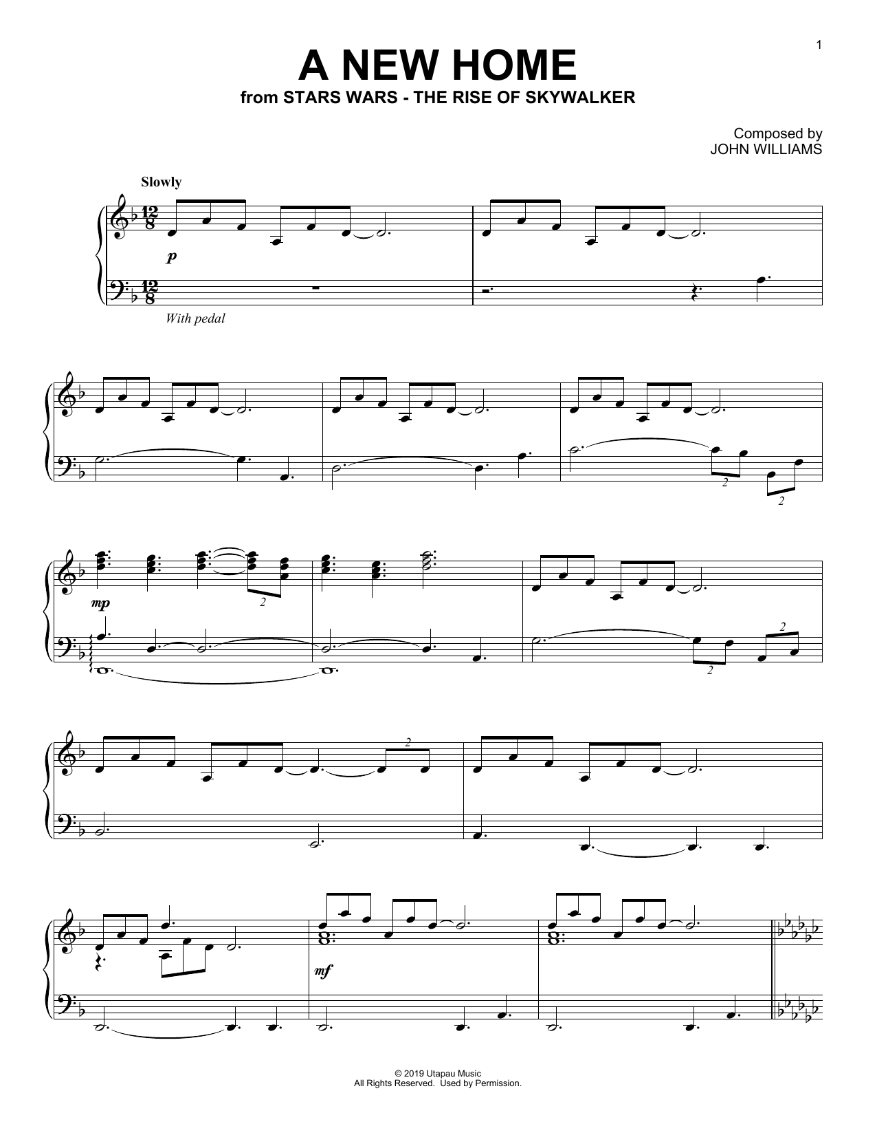Download John Williams A New Home (from The Rise Of Skywalker) Sheet Music
