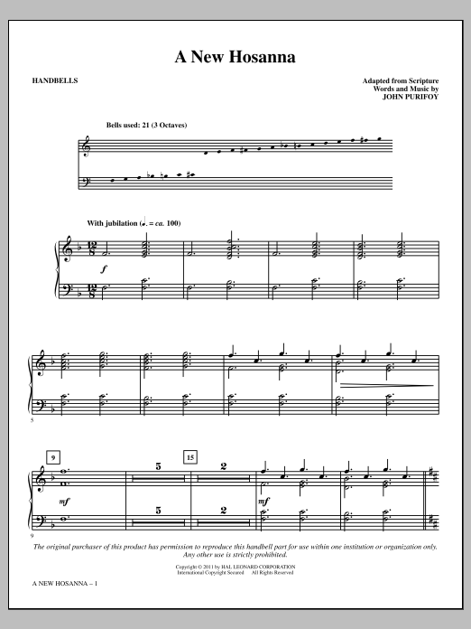 Download John Purifoy A New Hosanna Sheet Music