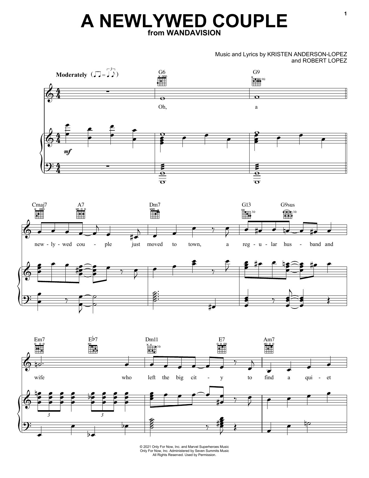 Download Kristen Anderson-Lopez & Robert Lope A Newlywed Couple (from WandaVision) Sheet Music
