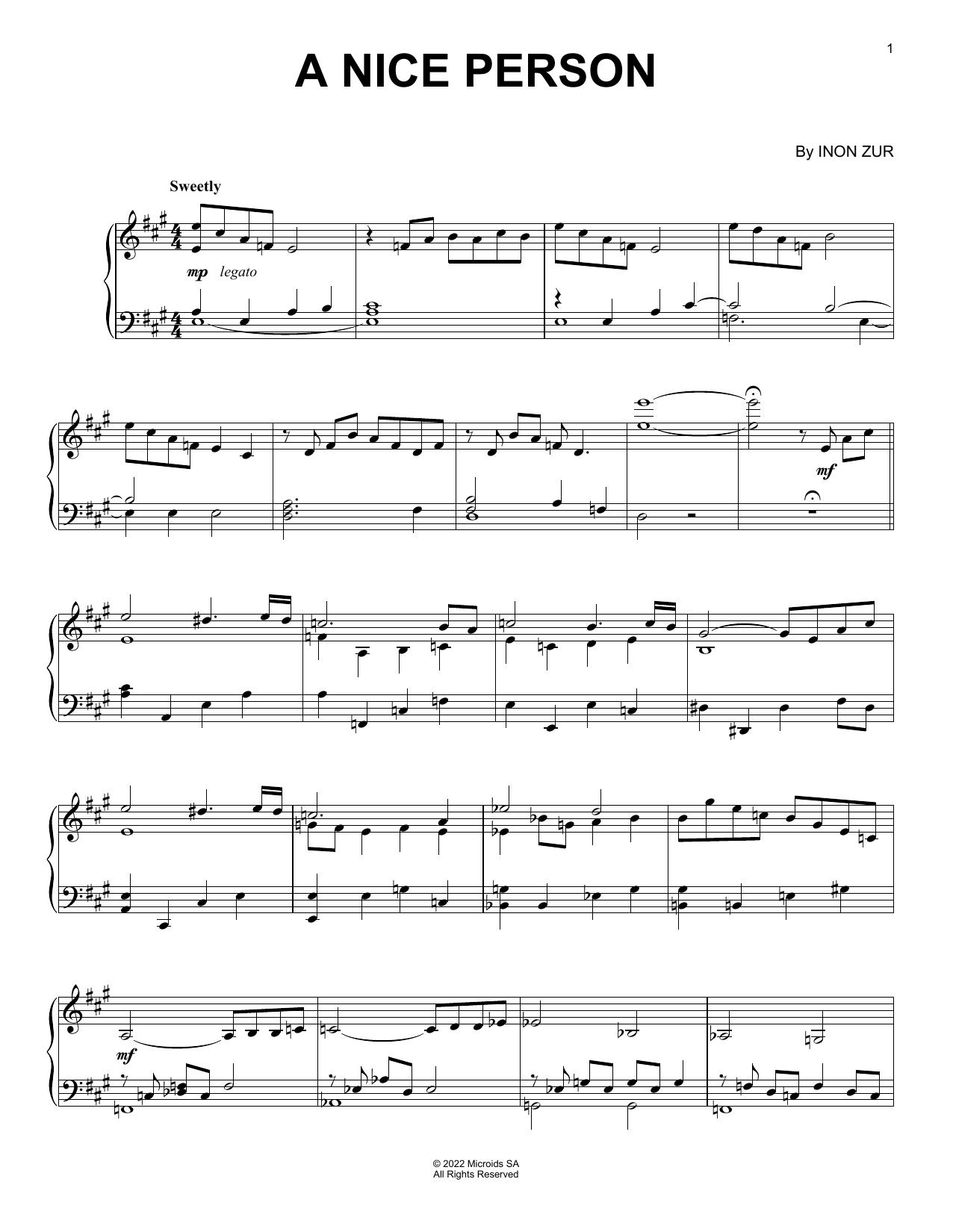 Download Inon Zur A Nice Person (from Syberia: The World Sheet Music