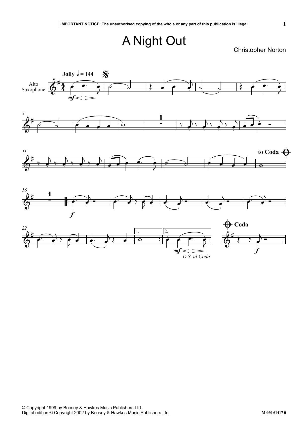 Download Christopher Norton A Night Out Sheet Music