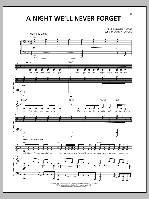 Download Michael Gore A Night We'll Never Forget (from Carrie Sheet Music