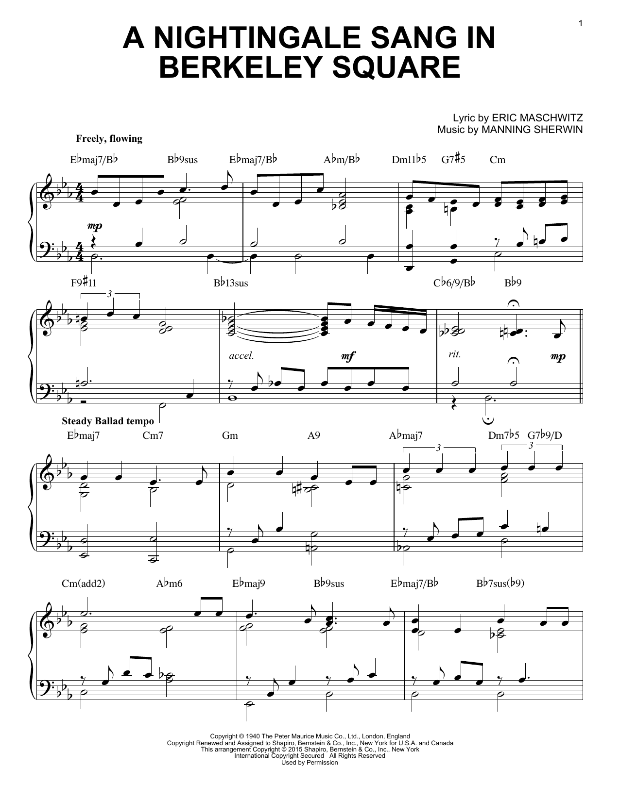 Download Manhattan Transfer A Nightingale Sang In Berkeley Square [ Sheet Music
