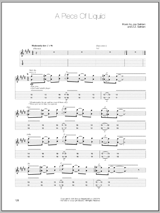 Download Joe Satriani A Piece Of Liquid Sheet Music
