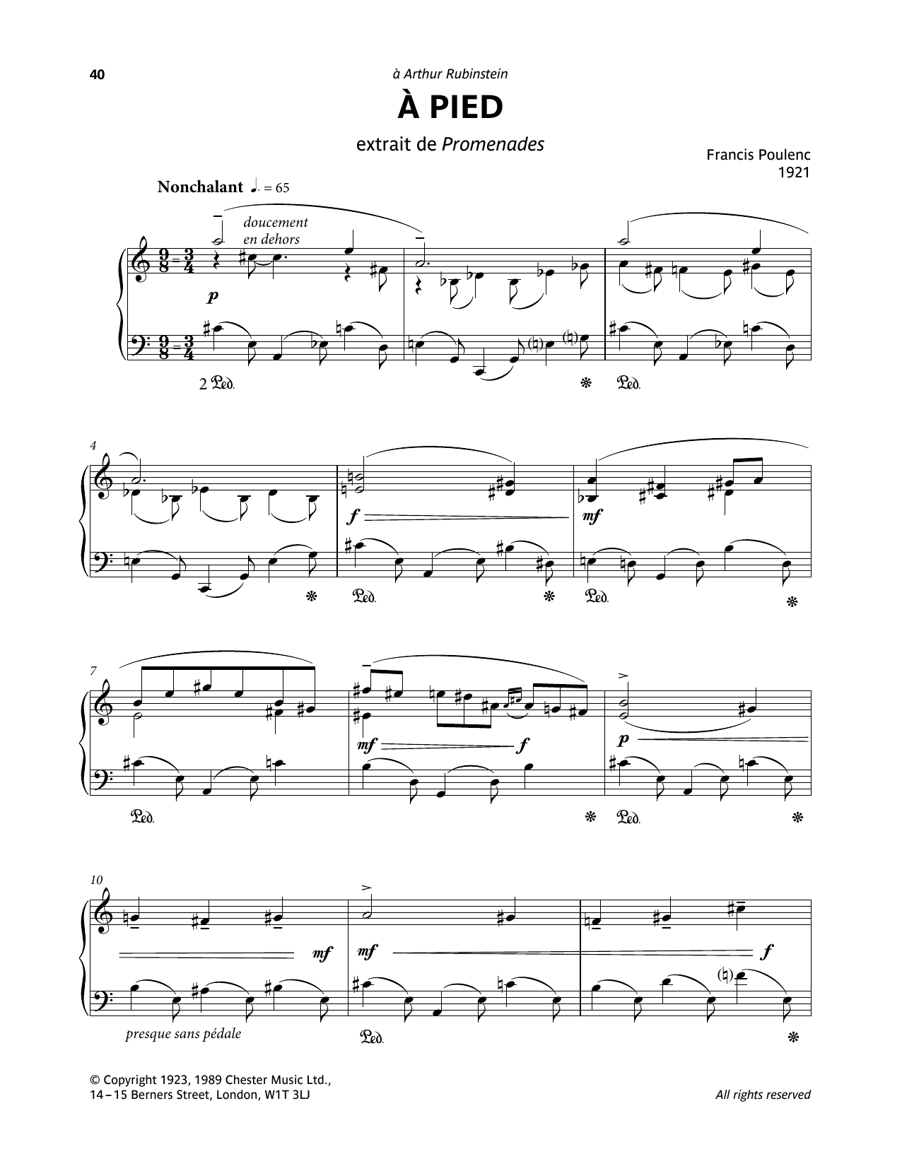 Download Francis Poulenc A Pied Sheet Music