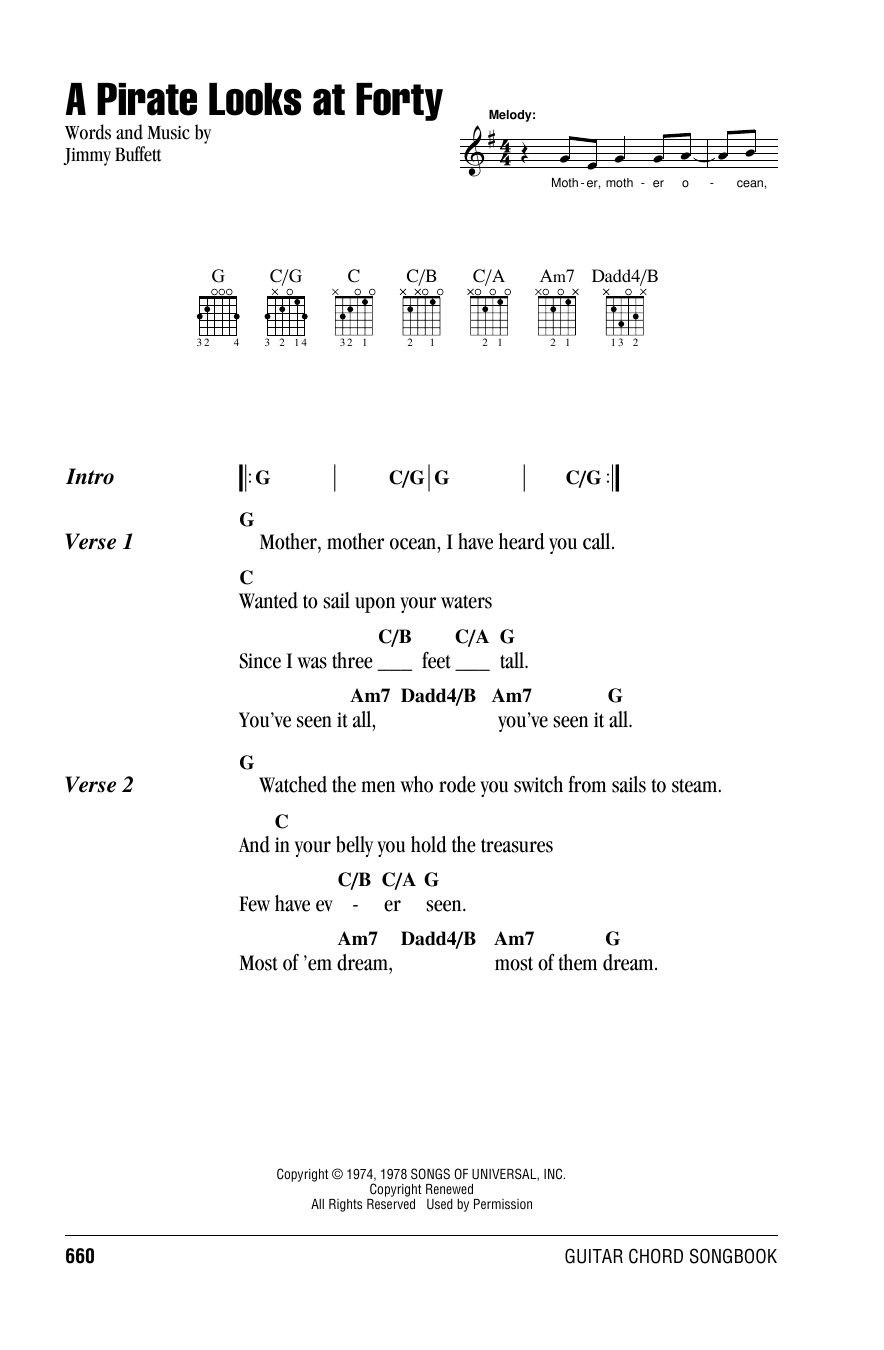 Download Jimmy Buffett A Pirate Looks At Forty Sheet Music