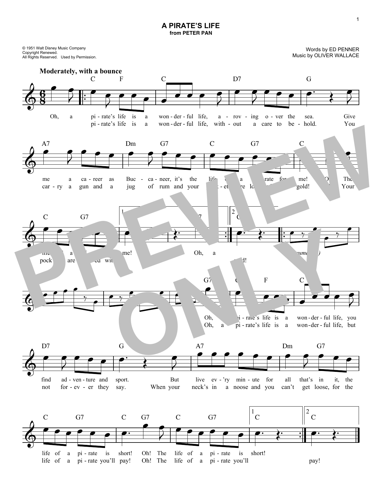 Download Oliver Wallace A Pirate's Life Sheet Music
