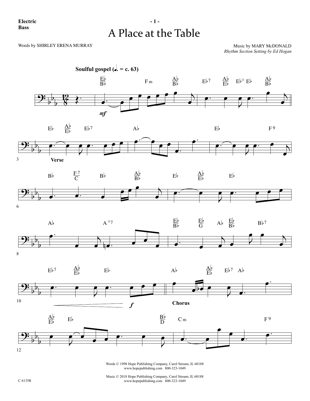 Download Ed Hogan A Place At The Table - Bass Sheet Music