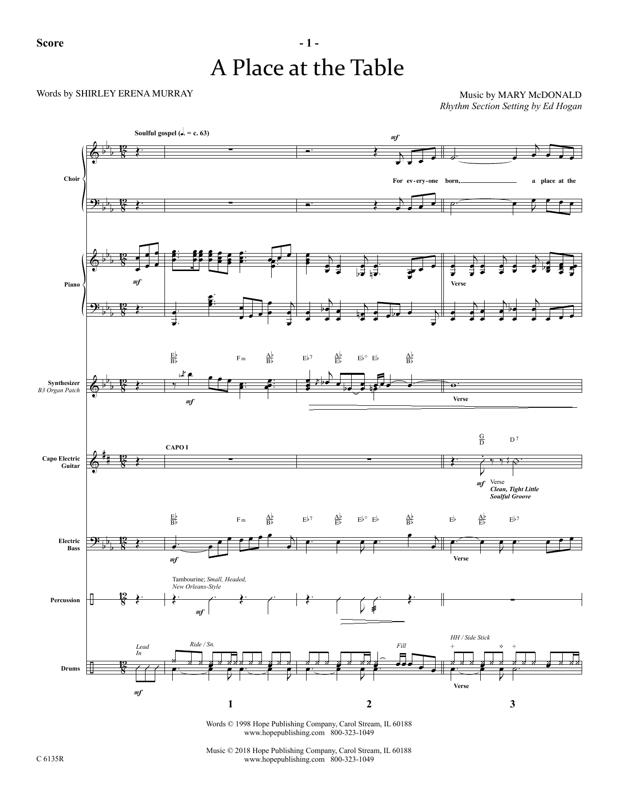 Download Ed Hogan A Place At The Table - Full Score Sheet Music
