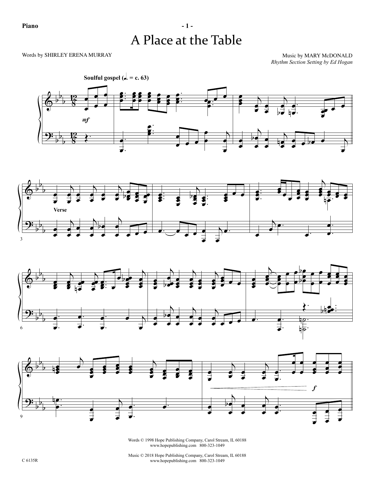 Download Ed Hogan A Place At The Table - Piano Sheet Music