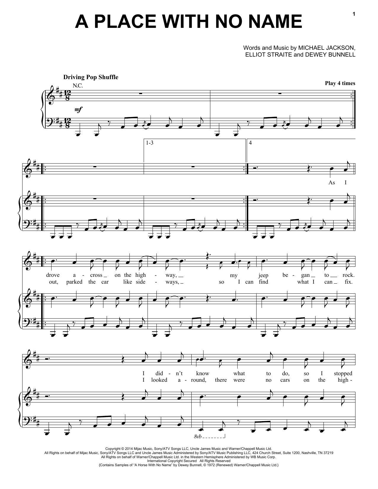 Download Michael Jackson A Place With No Name Sheet Music