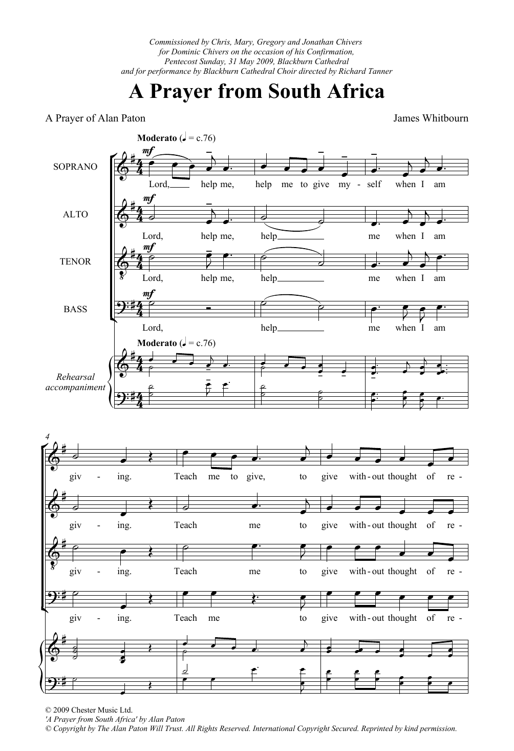 Download James Whitbourn A Prayer From South Africa Sheet Music