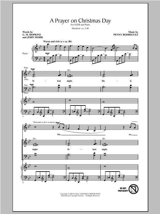 Download Penny Rodriguez A Prayer On Christmas Day Sheet Music