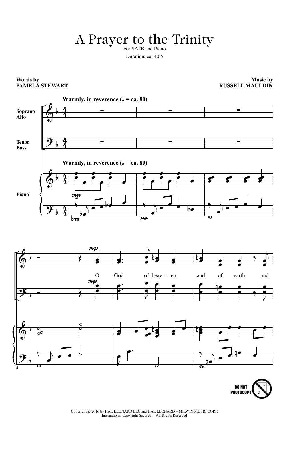 Download Russell Mauldin A Prayer To The Trinity Sheet Music