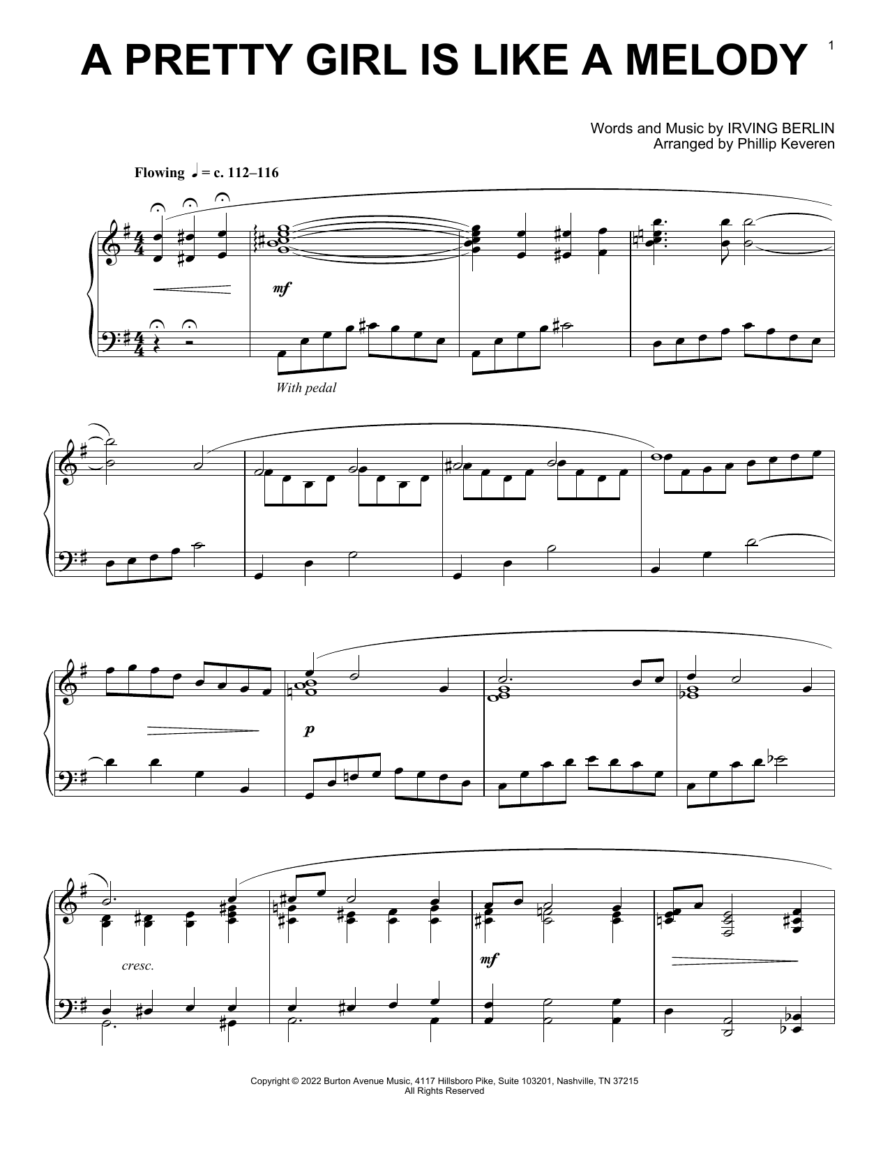 Download Irving Berlin A Pretty Girl Is Like A Melody (arr. Ph Sheet Music