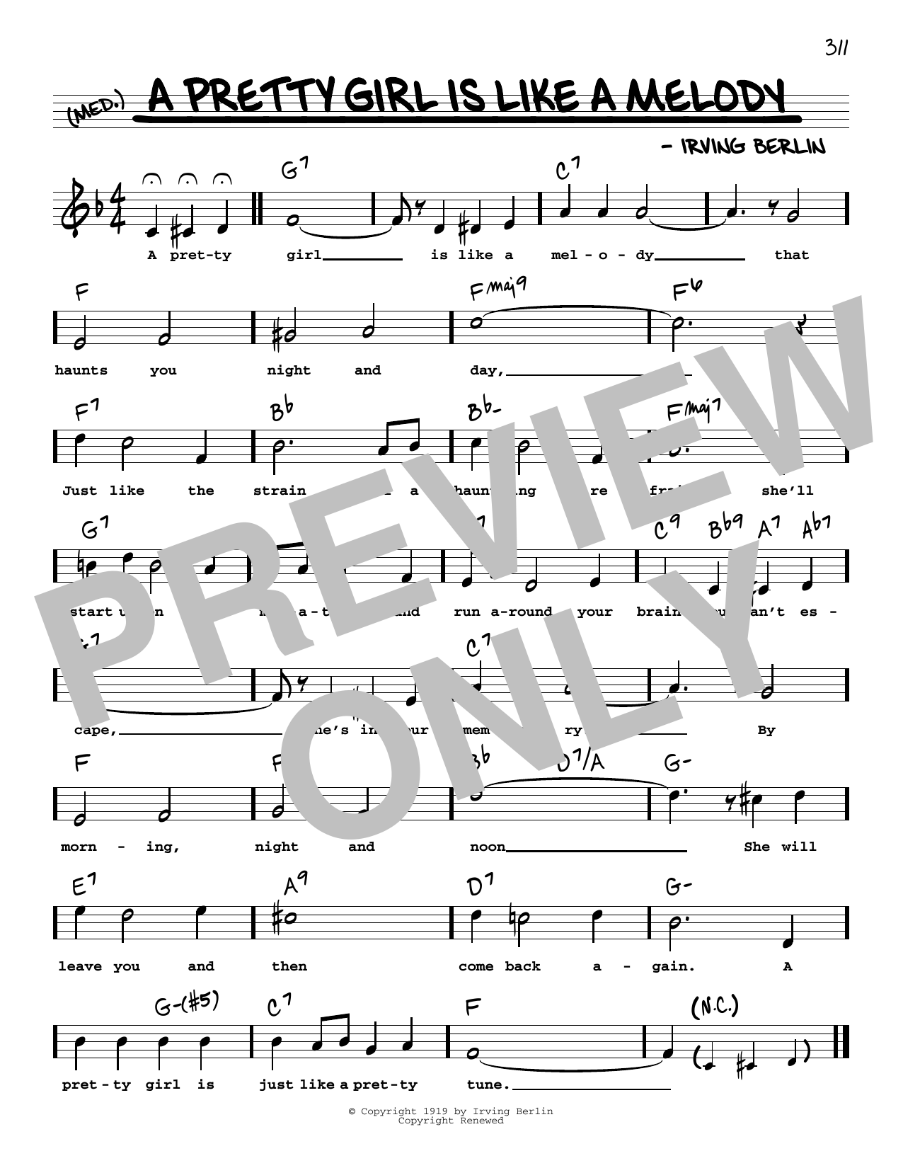 Download Irving Berlin A Pretty Girl Is Like A Melody (High Vo Sheet Music