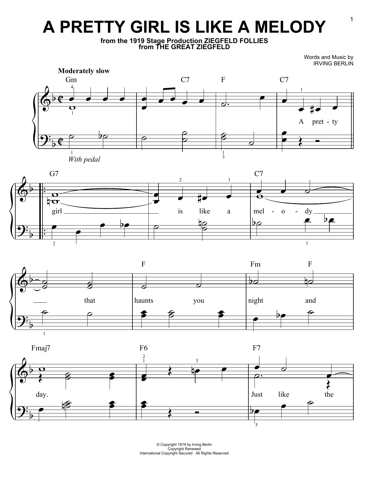 Download Irving Berlin A Pretty Girl Is Like A Melody Sheet Music
