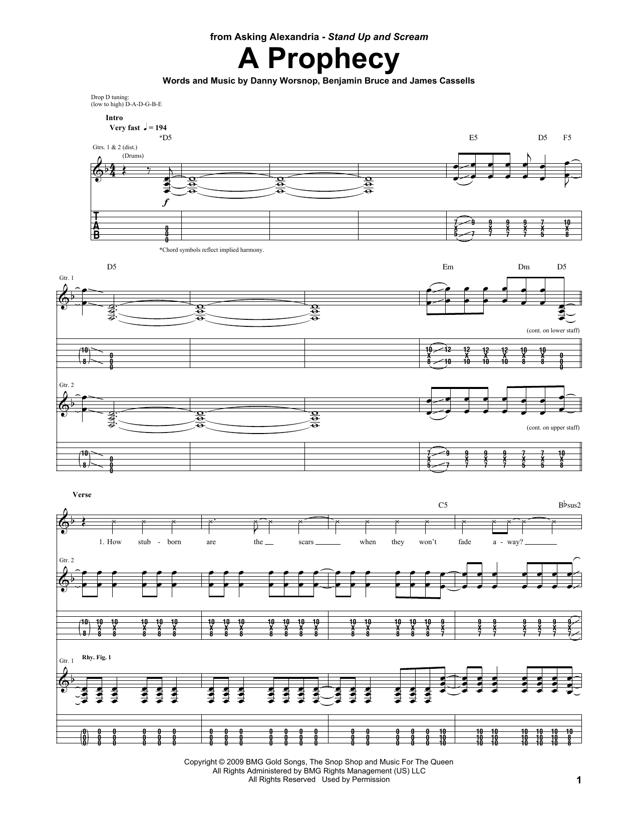 Download Asking Alexandria A Prophecy Sheet Music