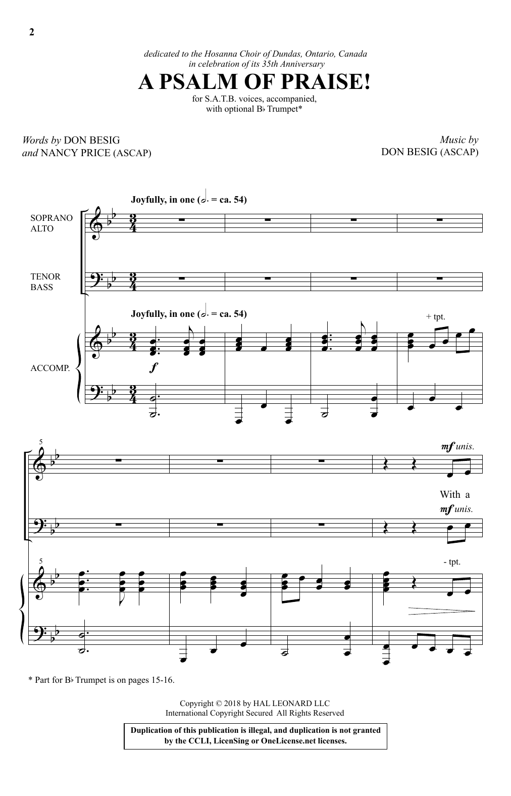 Download Don Besig A Psalm Of Praise! Sheet Music