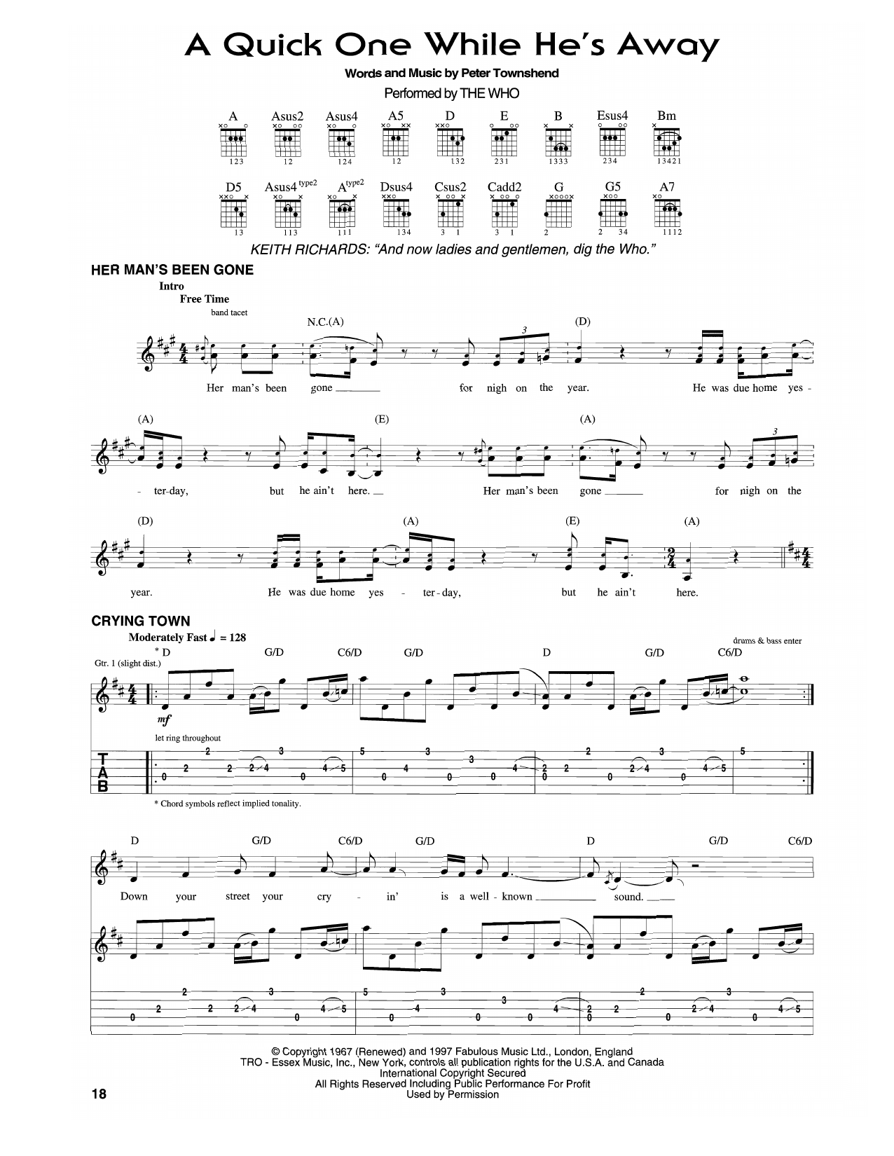 Download The Who A Quick One While He's Away Sheet Music