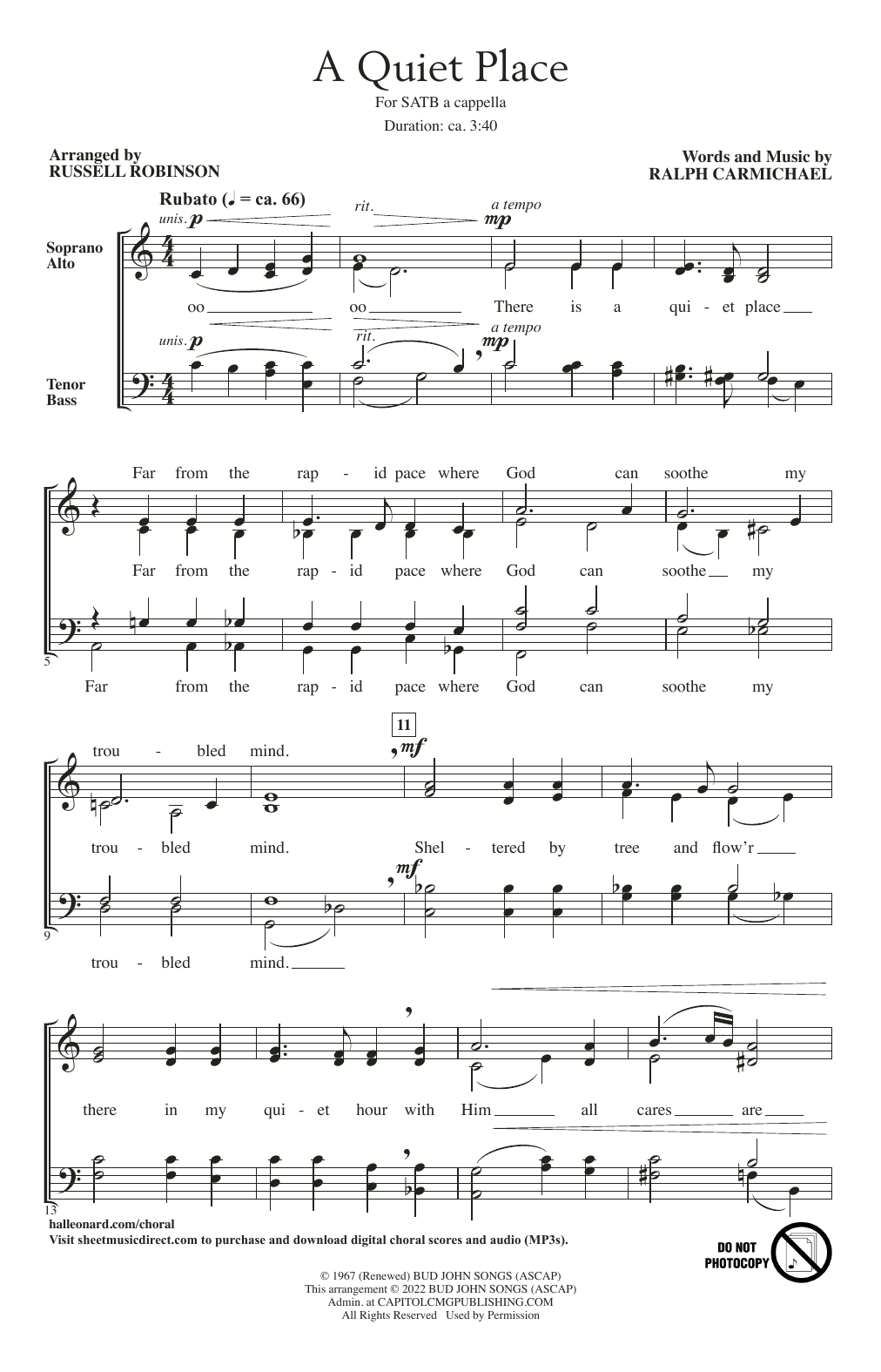 Download Take 6 A Quiet Place (arr. Russell Robinson) Sheet Music
