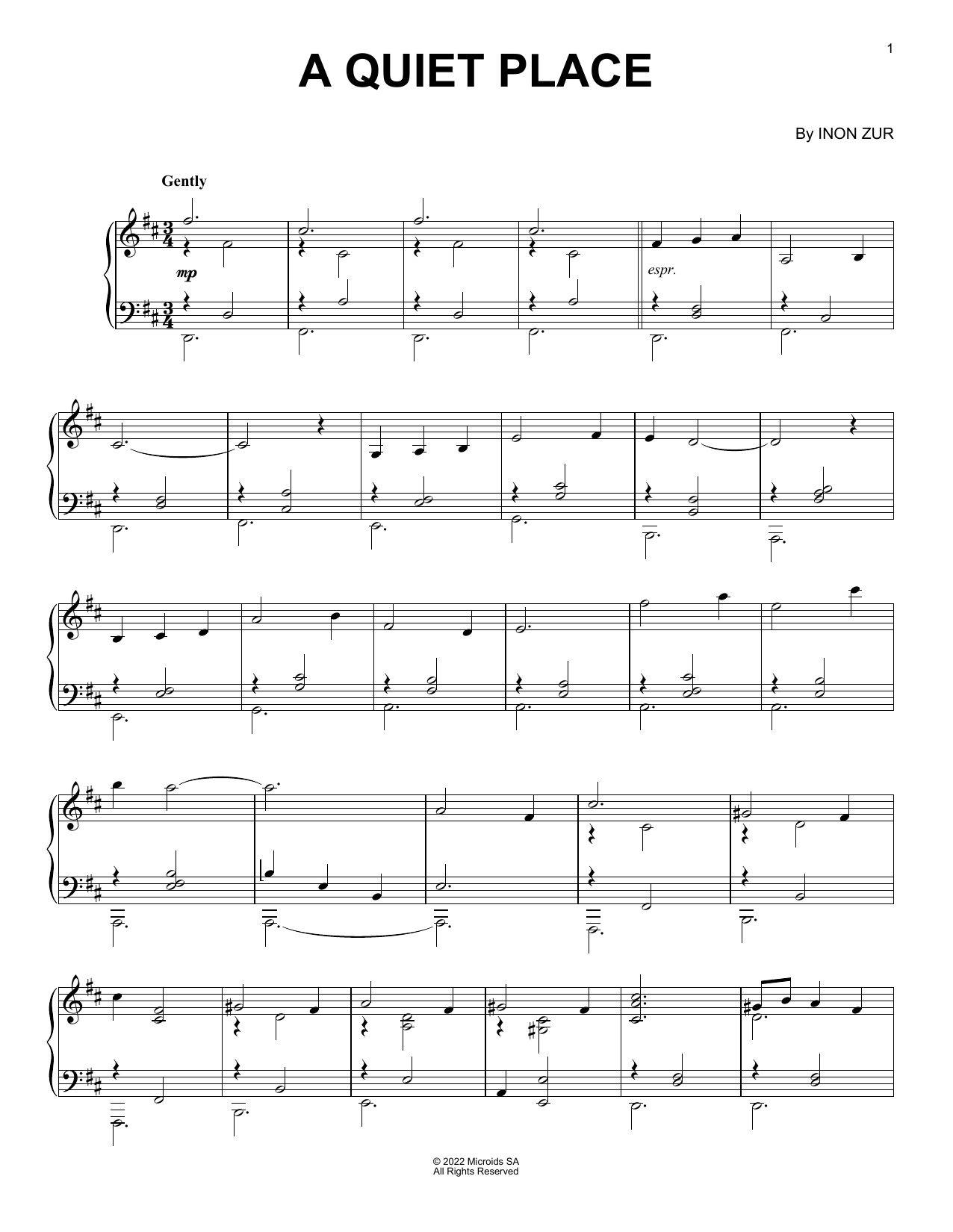 Download Inon Zur A Quiet Place (from Syberia: The World Sheet Music