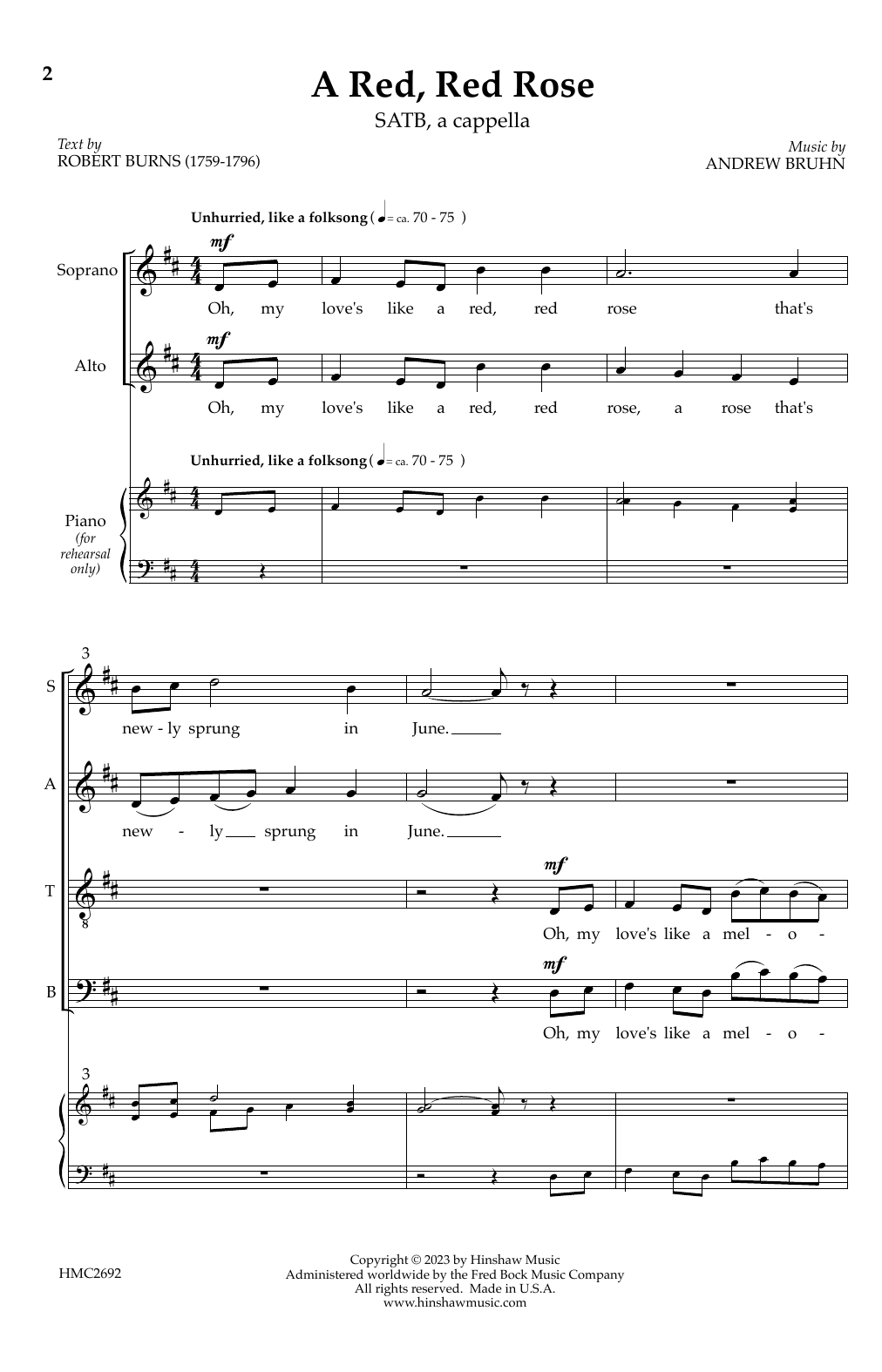 Download Andrew Bruhn A Red, Red Rose Sheet Music