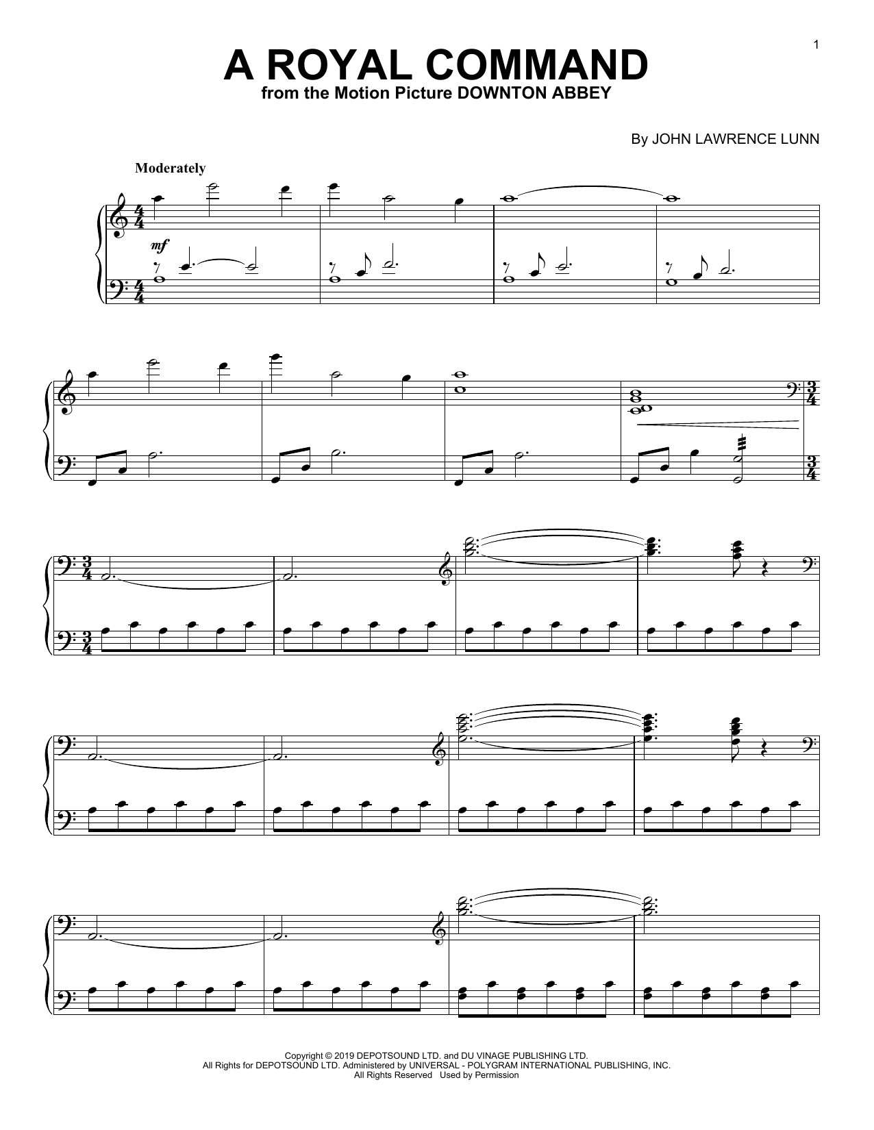 Download John Lunn A Royal Command (from the Motion Pictur Sheet Music
