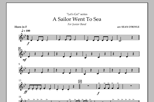 Download Sean O'Boyle A Sailor Went To Sea - Horn in F Sheet Music