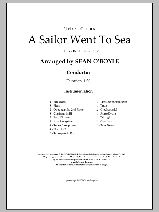 Download Sean O'Boyle A Sailor Went To Sea - Score Sheet Music