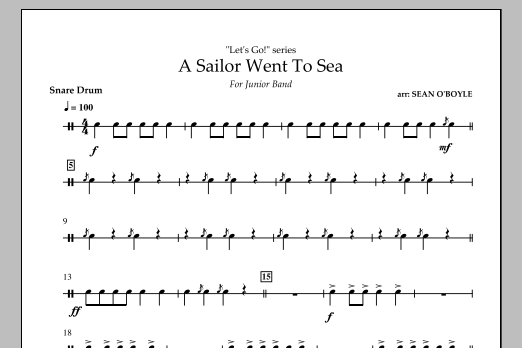 Download Sean O'Boyle A Sailor Went To Sea - Snare Drum Sheet Music