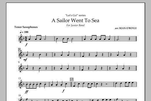 Download Sean O'Boyle A Sailor Went To Sea - Tenor Saxophone Sheet Music