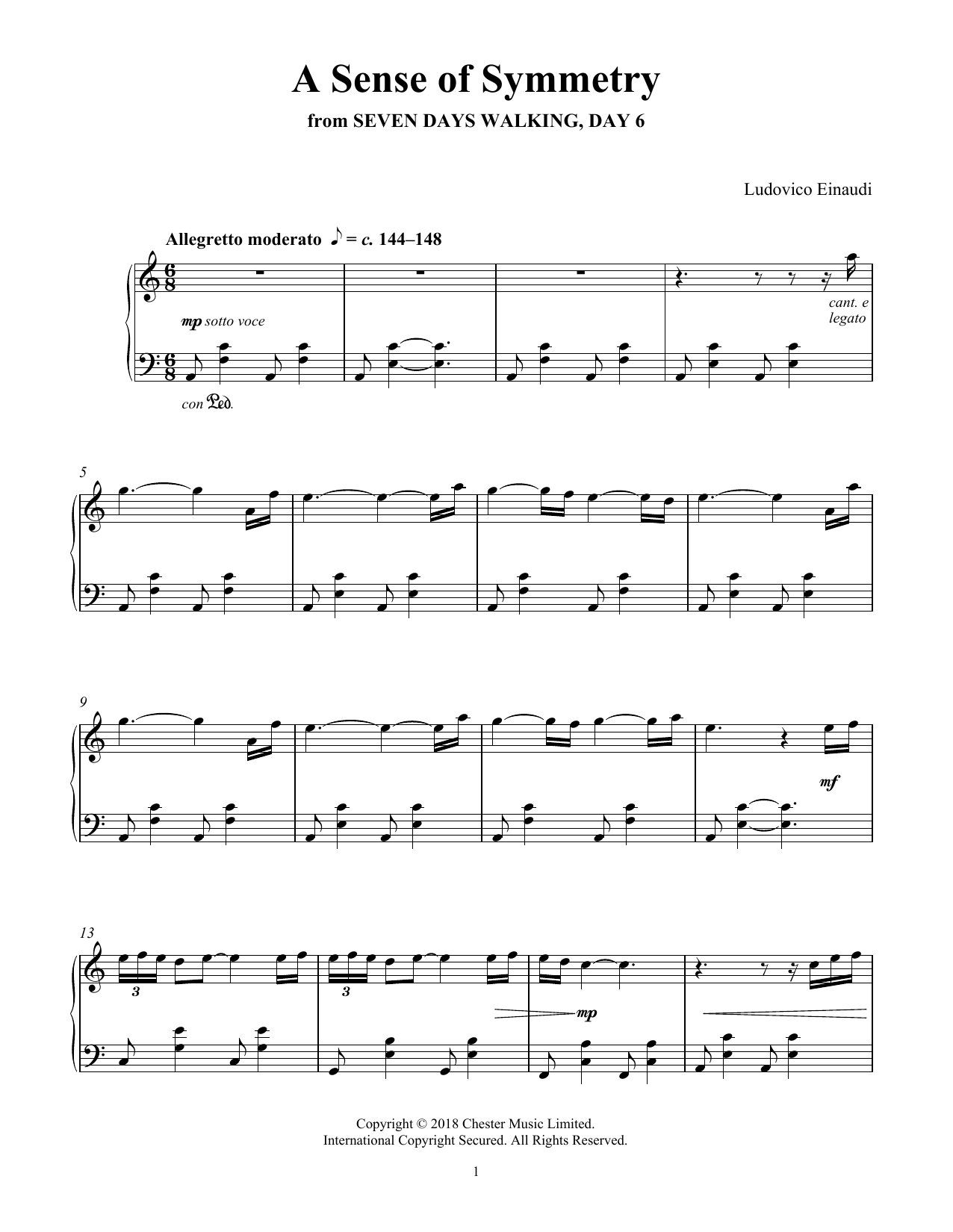 Download Ludovico Einaudi A Sense Of Symmetry (from Seven Days Wa Sheet Music