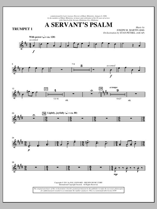 Download Joseph M. Martin A Servant's Psalm - Bb Trumpet 1 Sheet Music