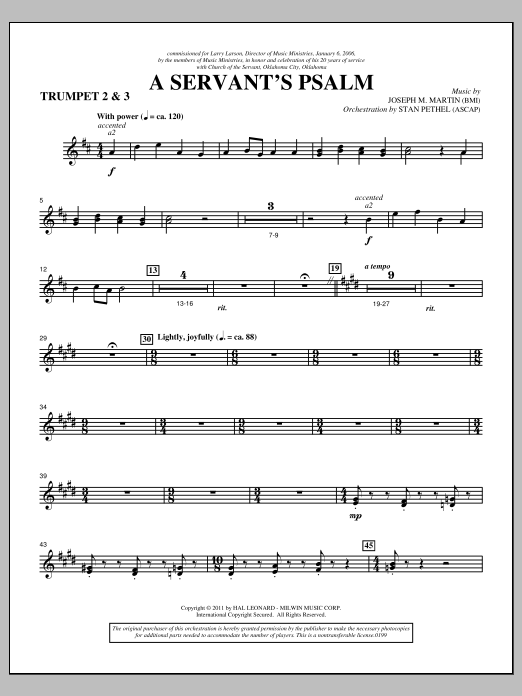 Download Joseph M. Martin A Servant's Psalm - Bb Trumpet 2,3 Sheet Music