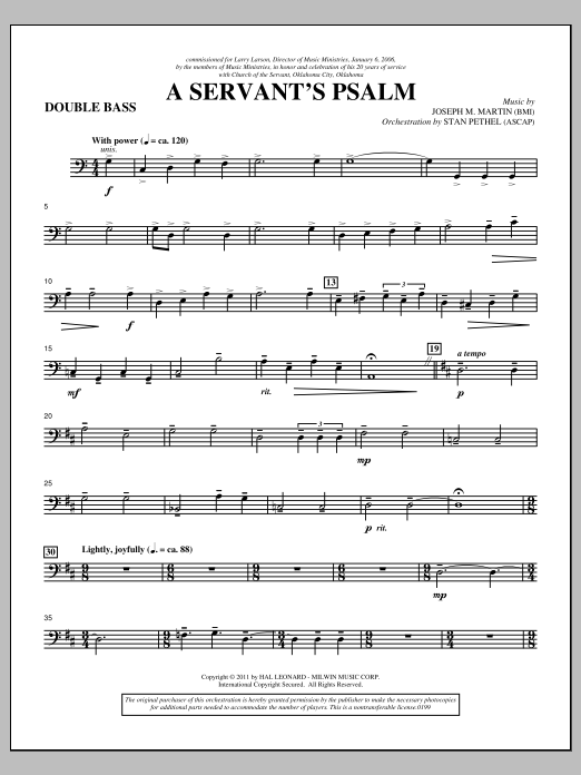 Download Joseph M. Martin A Servant's Psalm - Double Bass Sheet Music