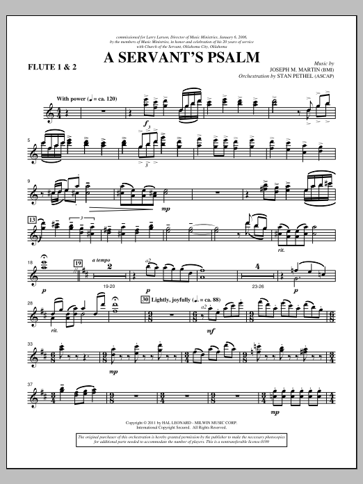 Download Joseph M. Martin A Servant's Psalm - Flute 1 & 2 Sheet Music