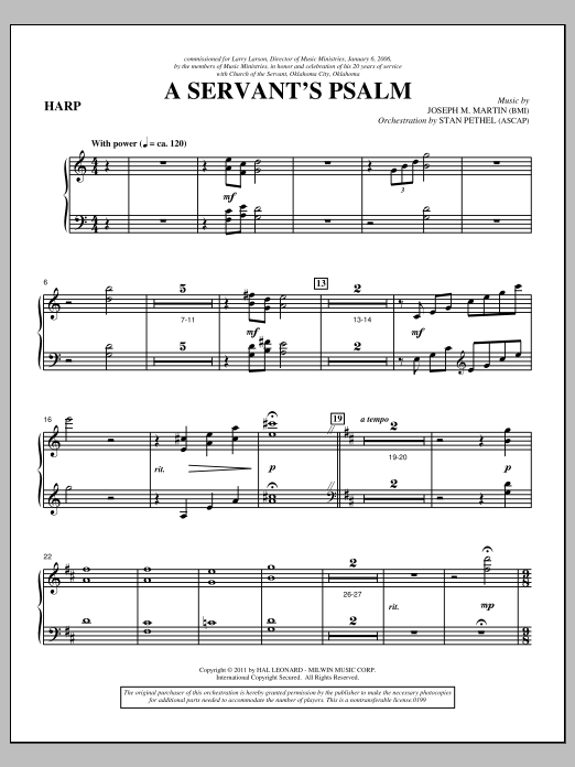 Download Joseph M. Martin A Servant's Psalm - Harp Sheet Music