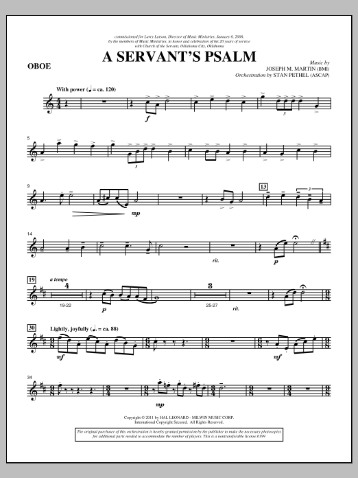 Download Joseph M. Martin A Servant's Psalm - Oboe Sheet Music