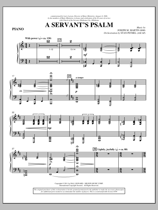 Download Joseph M. Martin A Servant's Psalm - Piano Sheet Music