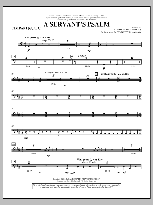 Download Joseph M. Martin A Servant's Psalm - Timpani Sheet Music