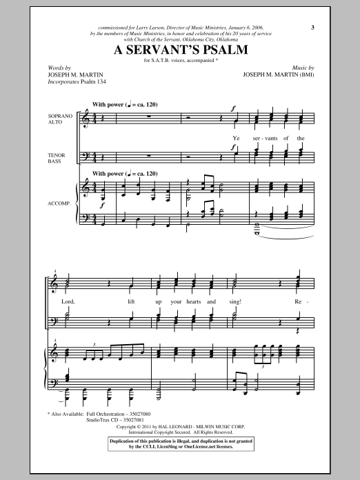 Download Joseph M. Martin A Servant's Psalm Sheet Music