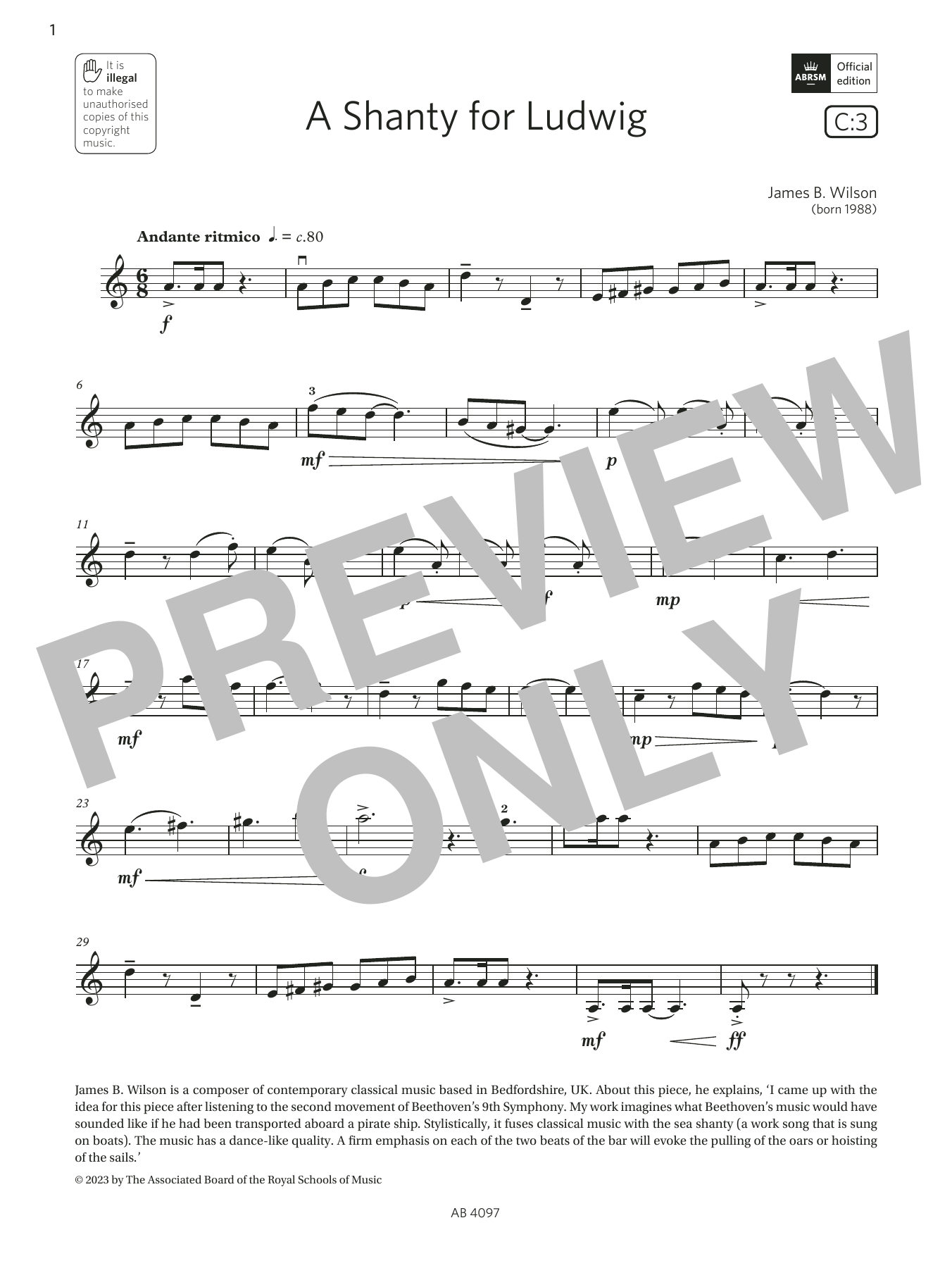 Download James B. Wilson A Shanty for Ludwig (Grade 3, C3, from Sheet Music